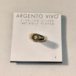 Argento Vivo sterling silver 18kt gold plated ring size 7